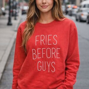 Knacks Fries Before Guys Red Sweatshirt Small to Medium